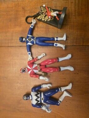 Blue & Red Power Rangers Lot With Bendy